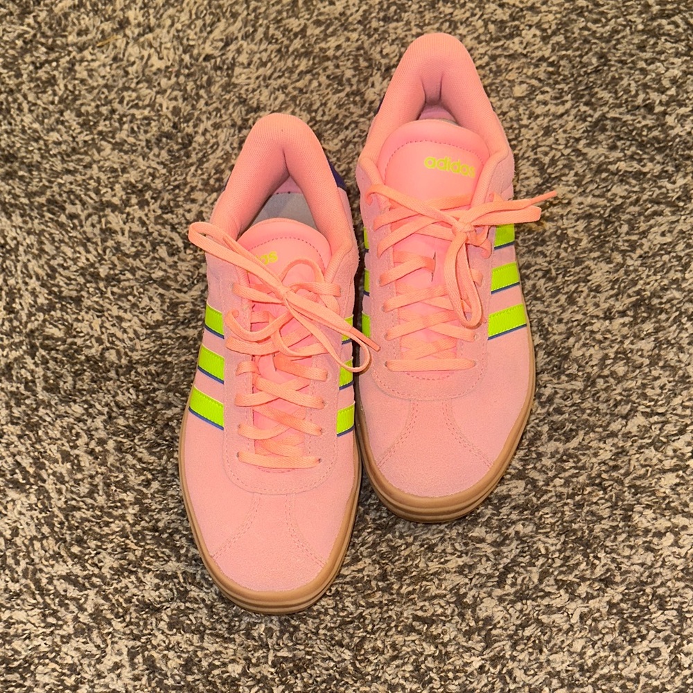 Adidas Pink and Lime Green Sneakers